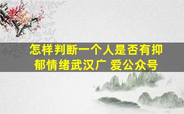 怎样判断一个人是否有抑郁情绪武汉广 爱公众号